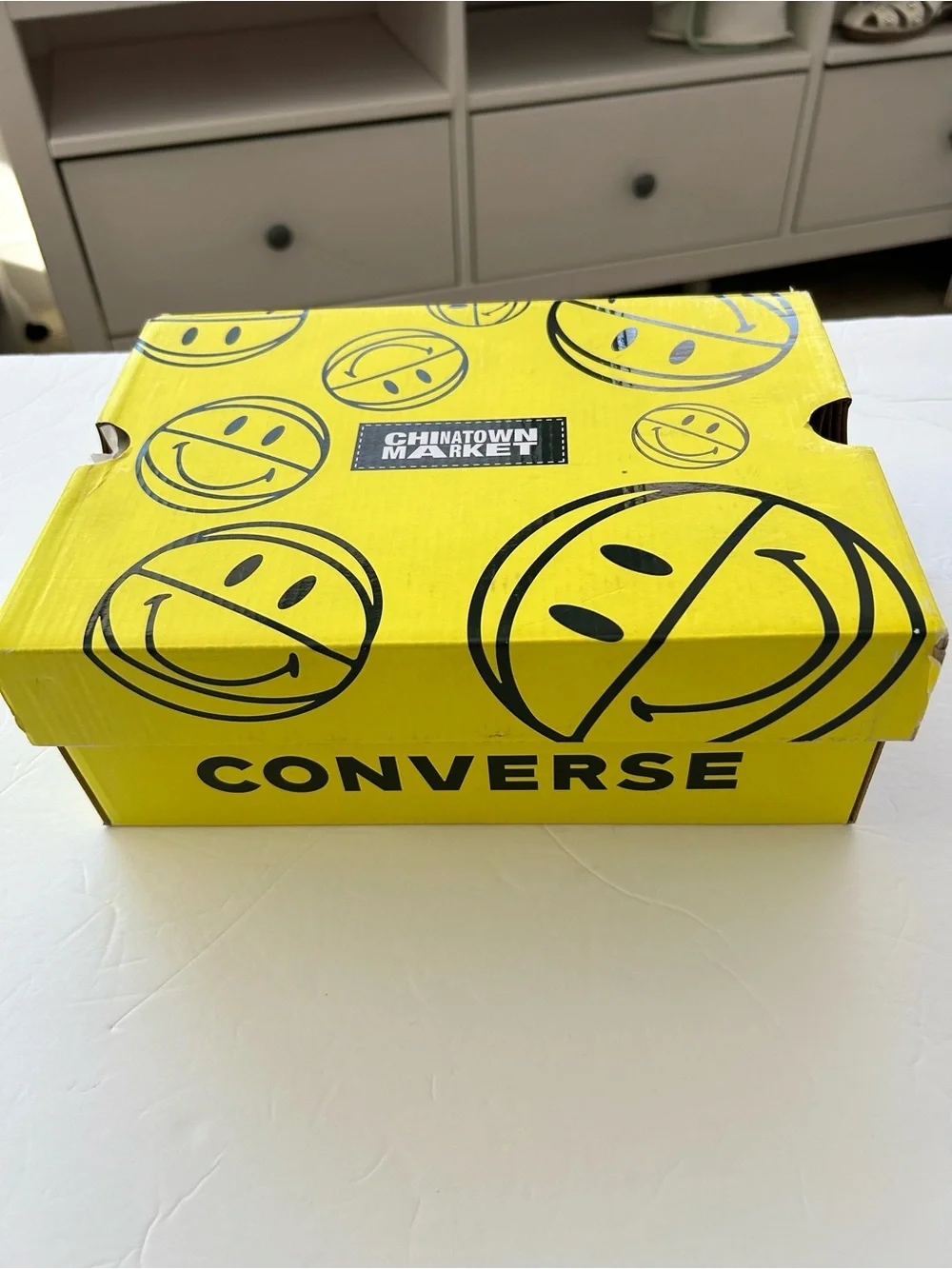 Converse x Chinatown Market CTAS Cyber Yellow Black High Top Smiley Sneaker Sz 3
